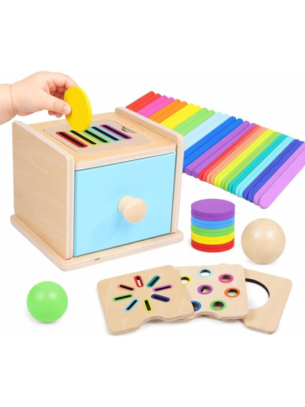 4-in-1 Montessori Coin Box | Educational Wooden Toy for Toddlers 1+ Years
